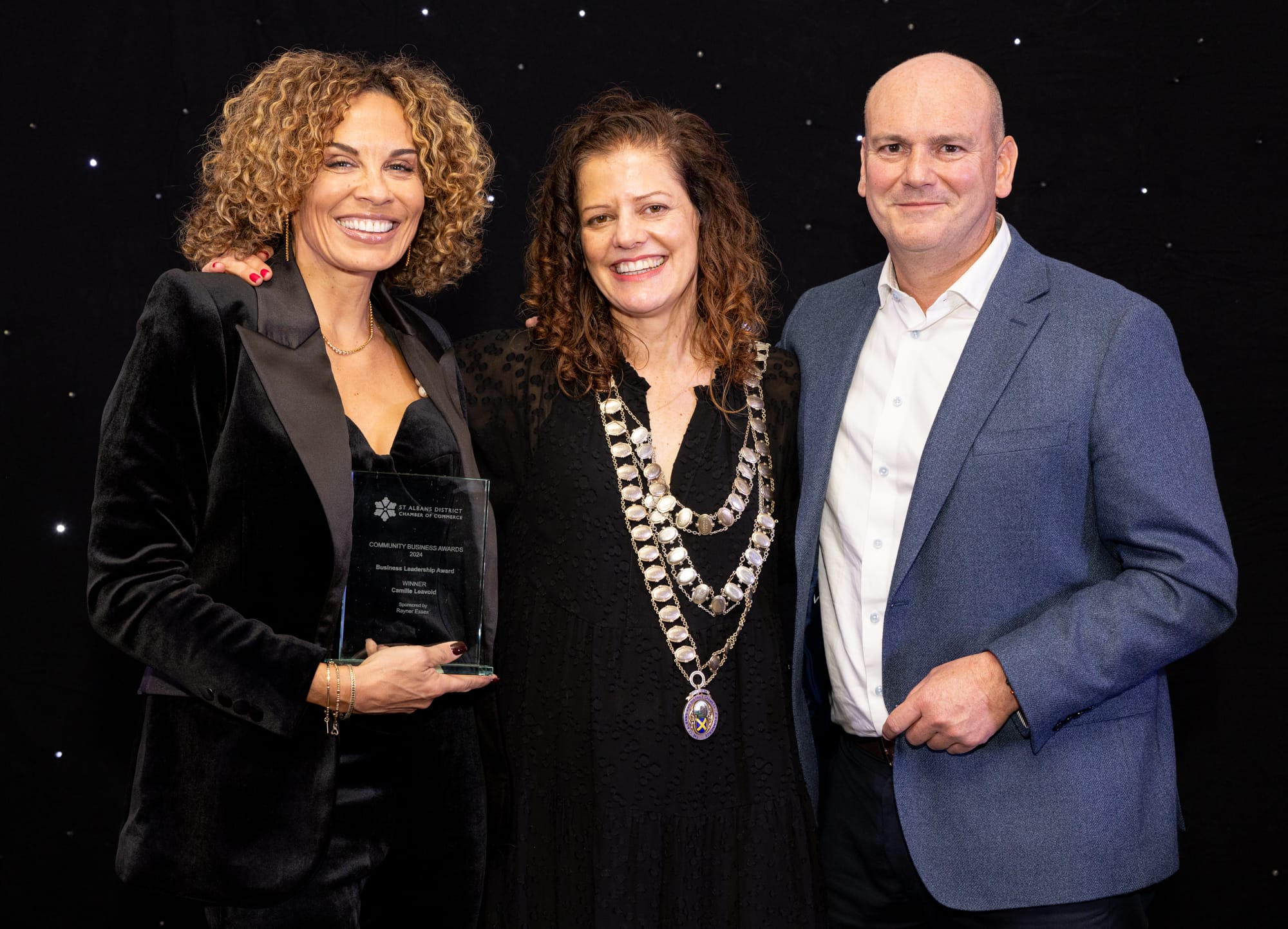 Camille Leavold is presented with the Business Leadership award by St Albans District Chamber of Commerce