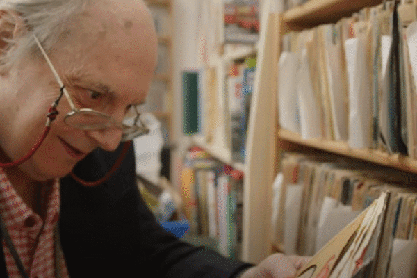 Our client Martin looking at vinyl records