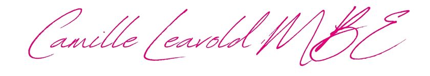 CEO Camille Leavold's Signature in pink writing