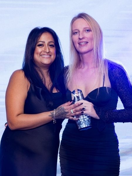 Charlotte Feltham is pictured winning the Making a Difference in Bucks Award at the Abbots Care Worker Awards 2025