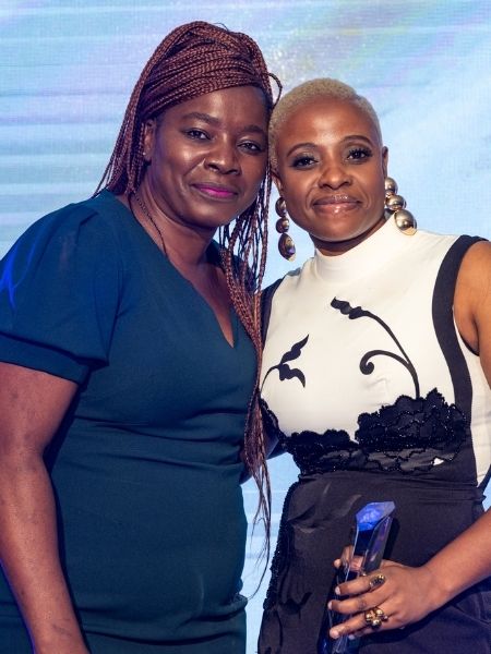 Ruvarashe pictured winning Outstanding Team Player at the Abbots Care Worker Awards 2025